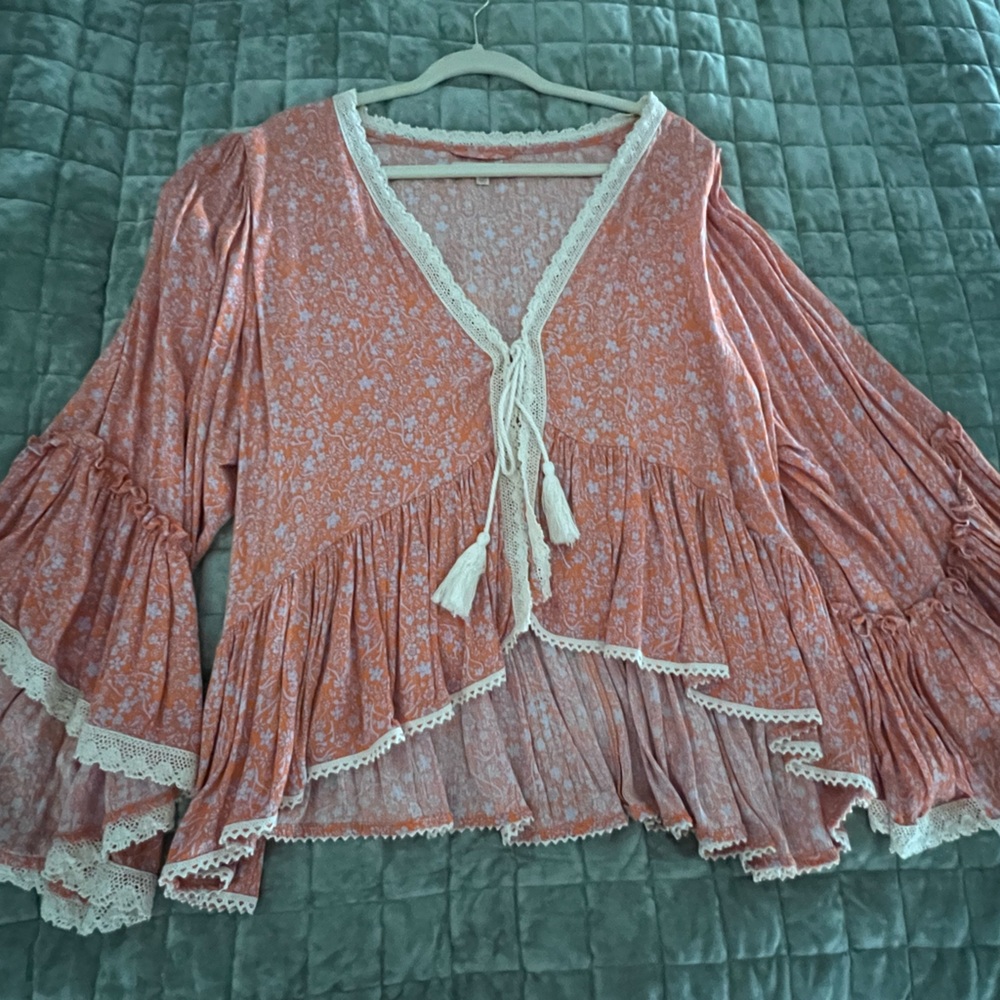 Chelsea & Violet Orange & Periwinkle Floral Top